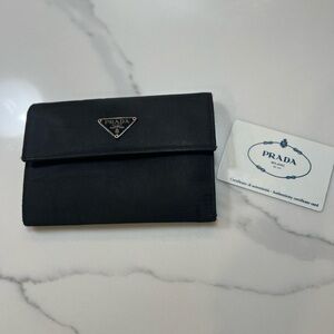 Prada Vintage nylon & Saffiano leather wallet. Many compartments & card holders